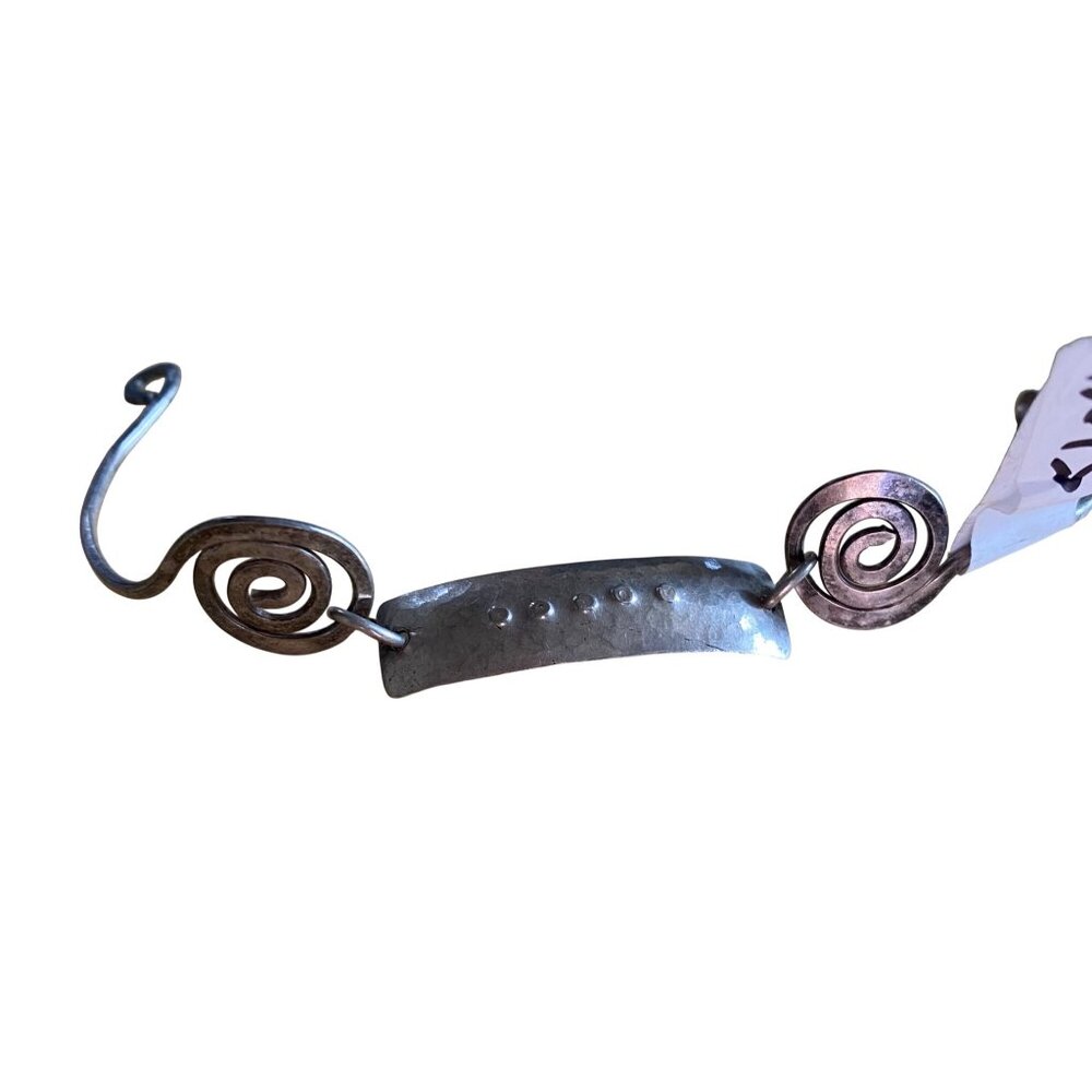 Handcrafted Silver Swirl Design Adjustable Bracelet